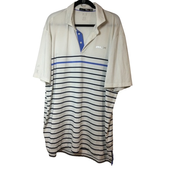 RLX Lauren Golf‎ Polo Shirt Striped Short Sleeve Collared Casual Top Men's (218) - Picture 1 of 6
